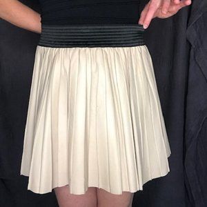 Zara- Leather Tan Skirt, Stretchy Black Waist Band
